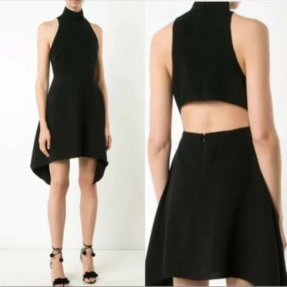 cinq a sept Black High-Low Halter Dress
